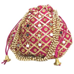 Mirror Work Potli Bags | Wristlet by Nandini Handicrafts Jaipur