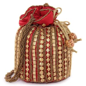 Golden Bead Work Potli Bags | Wristlets by Nandini Handicrafts Jaipur