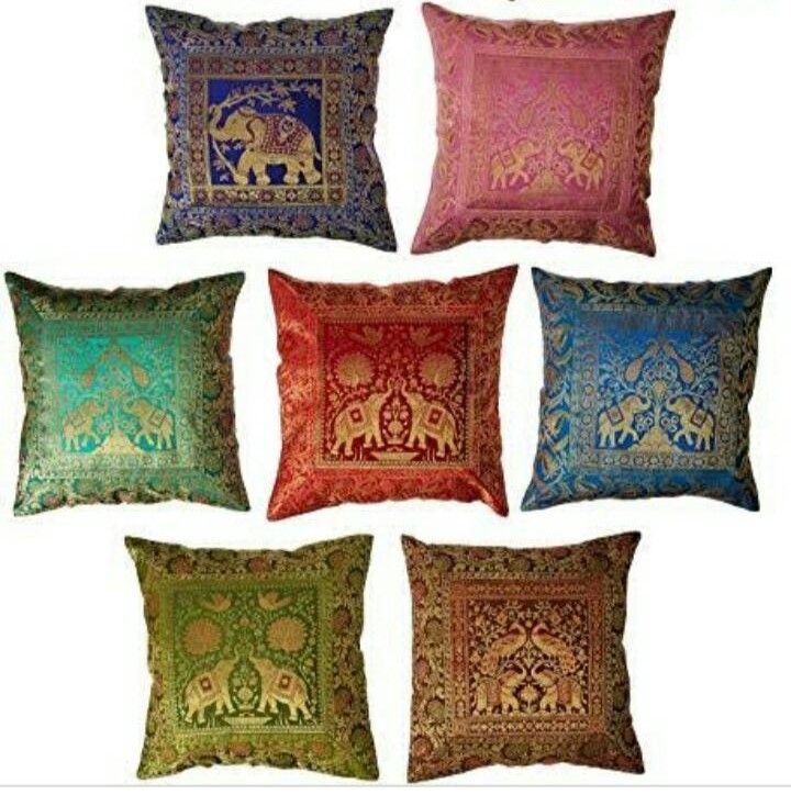 Silk Brocade Cushion Covers by Nandini Handicrafts Jaipur