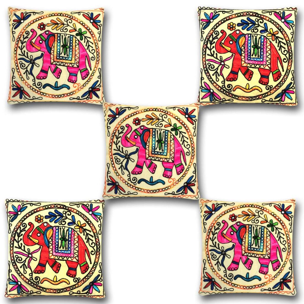 Rajasthani Embroidered Cushion Cover by Nandini Handicrafts Jaipur
